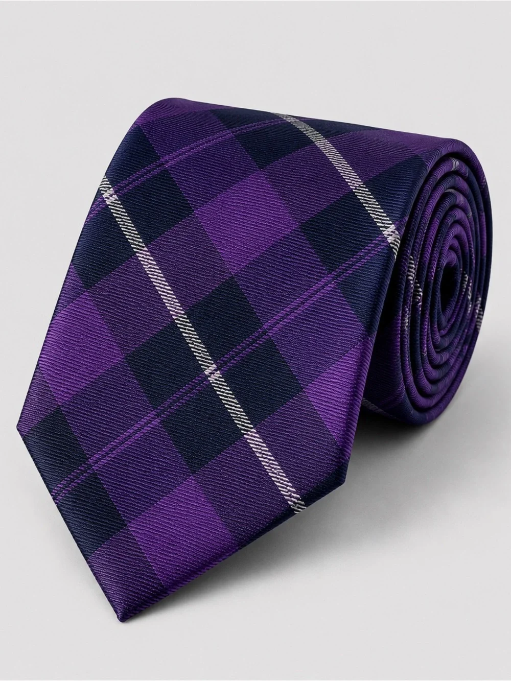 Jones NY Mens Plaid Neck Tie Quiet Luxury Old Money Career Purple